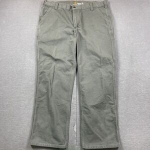 Carhartt Pants Mens‎ 40x30 Green Dungaree Carpenter Canvas Workwear 101710-316
